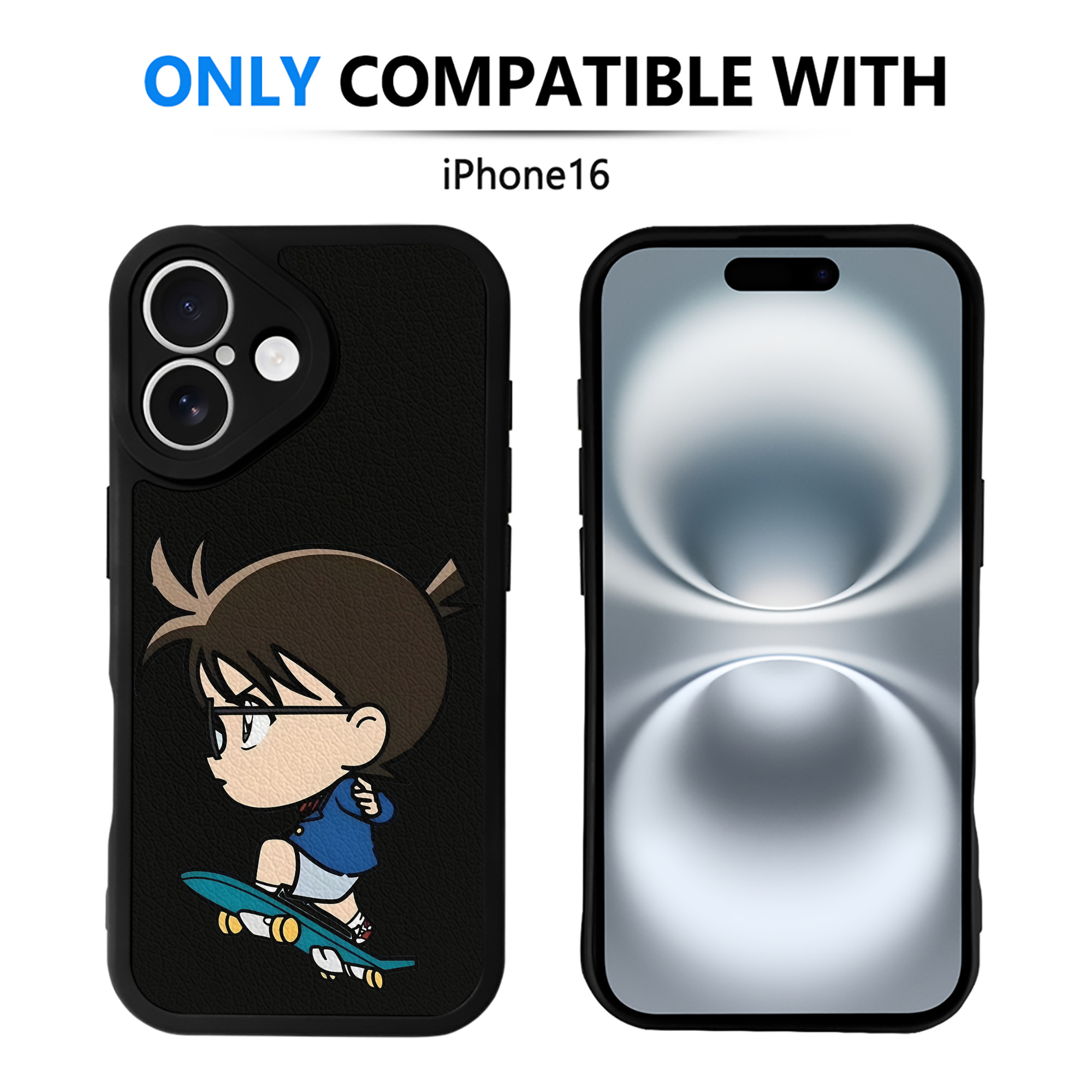 （画像用） 名探偵コナン 江戸川 コナン Detective Conan Conan Edogawa 【iPhone 16シリーズ対応】シリコンスマホケース（レザー調） 材質：シリコン